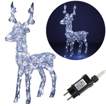 RENIFER ŚWIECĄCY DUŻY 100LED OZDOBA ŚWIĄTECZNA Z GŁOWĄ LAMPKI DEKORACJA