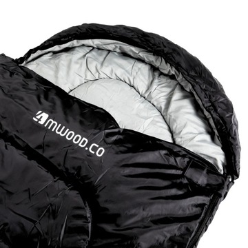 СПАЛЬНЫЙ МЕШОК ТУРИСТИЧЕСКИЙ SURVIVAL МУМИЯ 220х75см СТЕКЛО С КАПЮШОНОМ ТЕПЛЫЙ ЧЕРНЫЙ