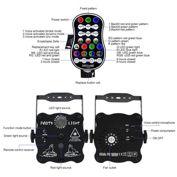 Диско-лампы для домашней вечеринки SOUND SENSOR LASER + REMOTE