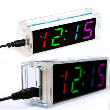 Часы БОЛЬШИЕ ЦИФРЫ LED 7 цветной дисплей набор своими руками