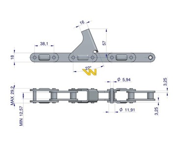 Закрытая початкорезная цепь кукурузной жатки, 64 звена CA2060H x