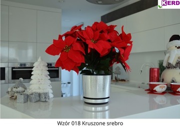 12 Doniczka z podstawką KRUSZONE SREBRO subtelny połysk storczyk orchidea