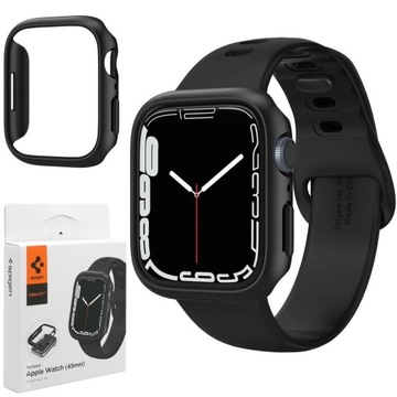 Cienkie Etui do Apple Watch 7/8/9 45mm, SPIGEN Thin Fit Case , Czarne