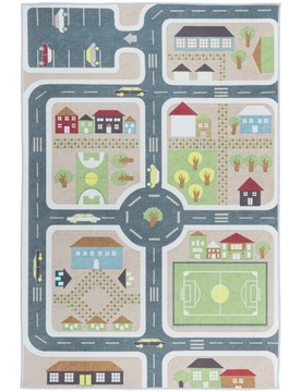 DYWAN DZIECIĘCY DROGA MIASTO ULICZKI MATA EDUKACYJNA KIDS 100x150cm SZARY
