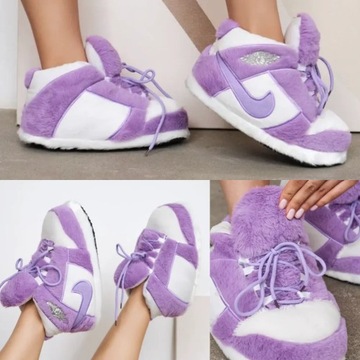 ЗИМНИЕ ТАПОЧКИ NIKE JORDAN PLUS PURPLE, ФИОЛЕТОВЫЕ, размеры 36–43