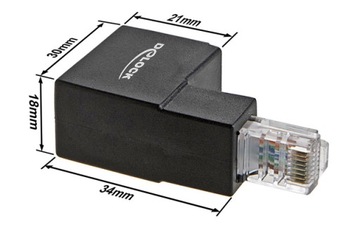 Адаптер RJ45, угловая вилка-розетка 90 градусов кат.6 UTP DELOCK