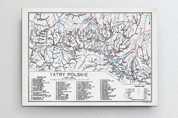 Карта Татр - Польские Татры - Прушинский - 1914 г. - 100x70 см