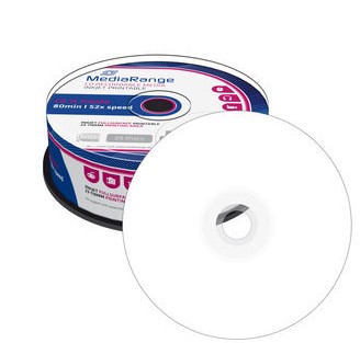 25 дисков MediaRange CD-R Printable Cake 25, распечатка