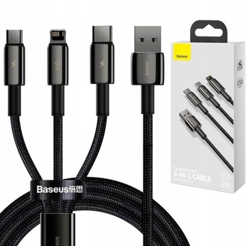 USB-кабель Baseus microUSB USB-C Lightning 3,5 А «3 в 1»