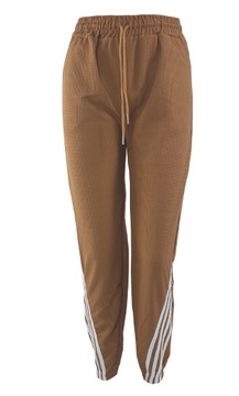 Spodnie Dresowe Damskie Joggery Modne Z Ściągaczami Luźne L/Xl Brąz 40