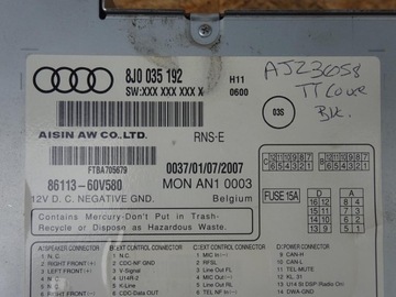 фото thumb №8, Audi tt 8j радіо навігація навігація навігація plus rns-e pl меню код 8j0035192