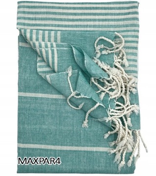 FOUTA PAREO RĘCZNIK Z FRĘDZLAMI BASEN PLAŻA SAUNA SPA 100% BAWEŁNA 95x195