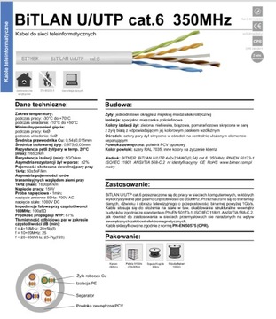 Кабель BiTLAN U/UTP кат.6 4x2x0,54 TI0044 100м