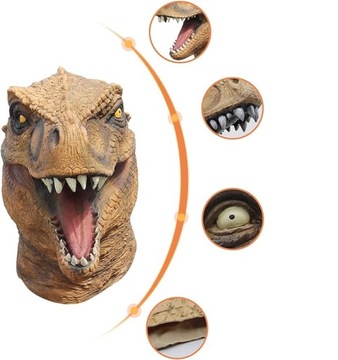 DUŻA MASKA GŁOWA DINOZAURA NA HALLOWEEN REALISTYCZNA LATEKS STRÓJ KOSTIUM