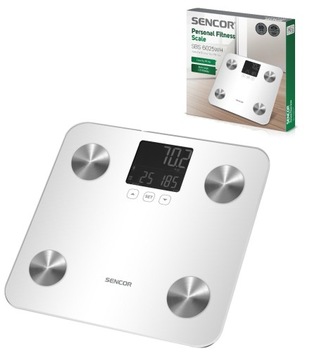 Аналитические весы для ванной комнаты Sencor 6025W Fitness, измерение содержания жира в воде, умные