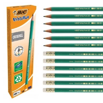 КАРАНДАШ BIC EVOLUTION HB С ЛАСТИКОМ, коробка 12 шт.