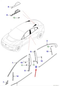 фото thumb №1, Jaguar i-pace x590 rear left door window полоса t4k8721 original
