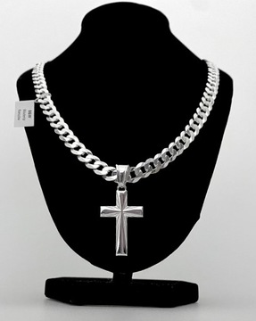 Серебряная цепь Pr.925 8 мм теста 60 см + крест