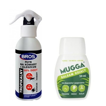 Bros DEET 50% Mocny Preparat Na Komary Kleszcze Insekty + Balsam Mugga 50ml