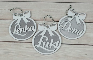 Bombka z imieniem 10x12 cm różne kolory drewno