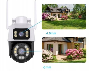 ВНЕШНЯЯ ВРАЩАЮЩАЯСЯ IP-КАМЕРА ДВОЙНАЯ УЛЬТРА-КАМЕРА 6 Мп WIFI 4xZOOM ИК две линзы