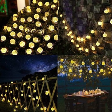 ШАРОВЫЕ ЛАМПЫ СОЛНЕЧНАЯ САДОВАЯ ГИРЛЯНДИЯ 200LED 22M ТЕПЛЫЕ БЕЛЫЕ ЛАМПЫ
