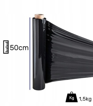 6 SZTUK FOLIA STRETCH STRECH CZARNA 1,50kg