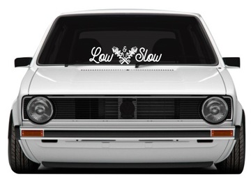 Naklejka LOW and SLOW gwint na auto szybę *52cm *KOLORY