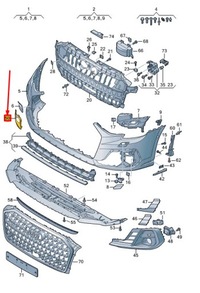 фото thumb №1, Audi a8 d5 передний правый бампер trim 4n0807824ct94 оригинал