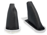 Купити Mini cooper r56 комплект чохли важеля чорна шкіра нитки білий, фото thumb