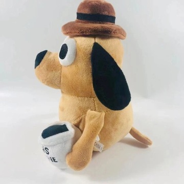 25см This Is Fine Meme Coffee Dog Плюшевая игрушка Мягкая кукла Мягкая плюшевая игрушка