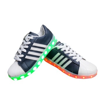 Спортивные кроссовки со светодиодной подсветкой GLOWING NAVY/WHITE USB 38