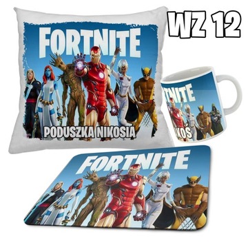 zestaw FORTNITE KUBEK + PODUSZKA + PODKŁADKA POD MYSZ + IMIĘ RÓŻNE WZORY