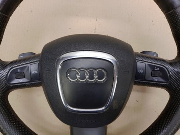 фото thumb №10, Руль + подушка безопасности мультифункция кожа лепестки s-line audi a6 c6