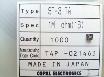 [5шт] Потенциометр 1М 1-оборотный мини 3х3мм SMD ST-3A