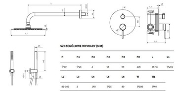 Отличный набор смесителей Pi для душа, ванна, скрытый, 3 функции, золотой блеск