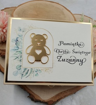 Pamiątka Chrztu Świętego-PREZENT, pudełko. Różaniec i serduszko komplet