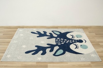 120x170 cm JASNY SZARY GRANATOWY DYWAN EMILY KIDS JELONEK GWIAZDKI