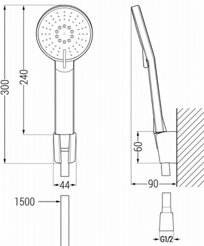 MEXEN ZERO BATERIA WANNOWA ZESTAW R40 CZARNY