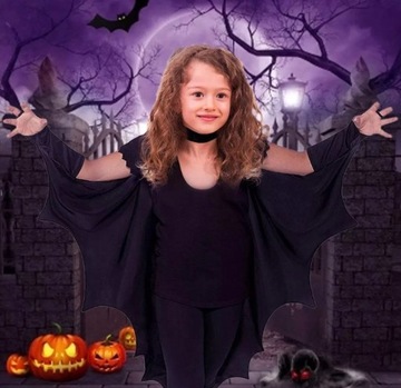 STRÓJ NIETOPERZ HALLOWEEN SKRZYDŁA WAMPIR 122-128