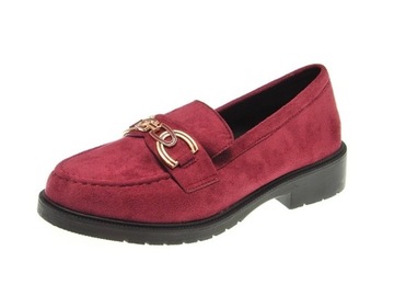 Zamszowe mokasyny damskie eleganckie Wine r.37