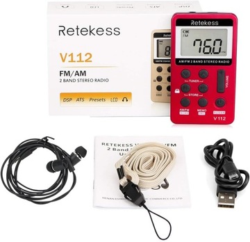 Карманное радио Retekess V112, маленькое портативное радио AM FM с наушниками