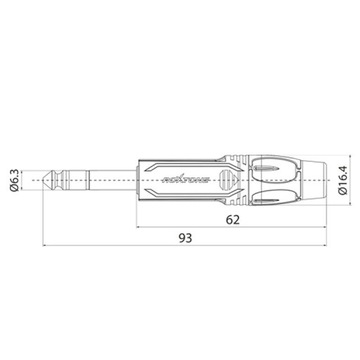 WTYK MĘSKI JACK 6,3mm PROSTY STEREO NA KABEL ROXTONE RJ3P-NN SOLIDNY