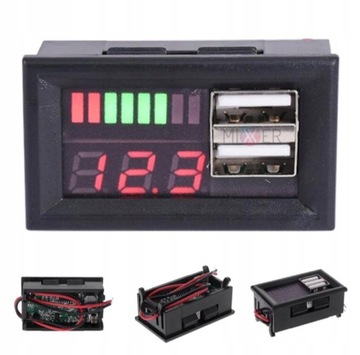Вольтметр зарядки аккумулятора, 2xUSB