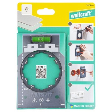 WOLFCRAFT Шаблон уровня для монтажа розеток и выключателей + Карандаш