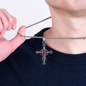 Мужское ожерелье из нержавеющей стали с крестом