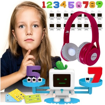 Gra Edukacyjna dla Dzieci NAUKA LICZENIA Waga Szalkowa ROBOT + SŁUCHAWKI