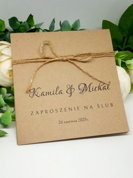 ZS11*2 E Zaproszenie na ślub ślubne ze sznureczkiem
