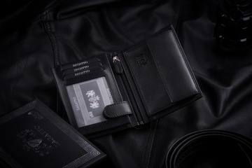 Мужской черный кожаный кошелек вертикальный удлиненный RFID кошелек ZAGATTO