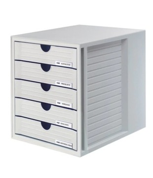 Комплект из 5 ящиков han system-box, полистирол, А4, серый